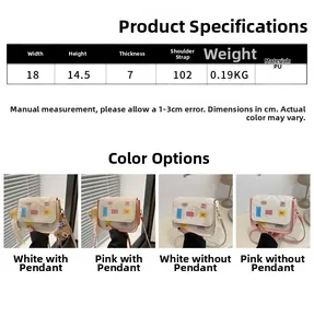 Detailed size specifications and dimensions for this compact PU leather shoulder bag