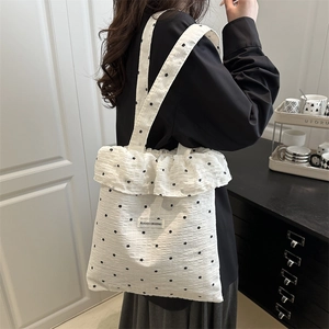 Sac fourre-tout en mousseline à pois et volants en seersucker floral pour femmes