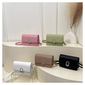Chic rectangular flap shoulder bags with oval metal locks in five pastel colors