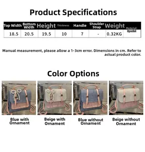 Size chart detail showing dimensions and weight for the retro color-block backpack