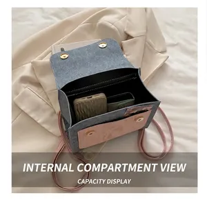 Internal storage view of mini contrast bag holding a smartphone and small accessories