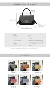 Detailed size specifications and color options for the fashion square crossbody bag