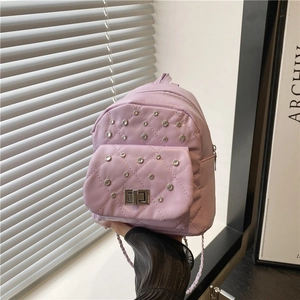 Mini Sac à Dos Matelassé pour Femmes en Cuir PU Mode Broderie Losanges Strass Chaîne Petit Sac à Dos Décontracté Sac Bandoulière