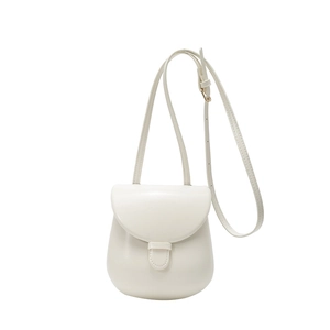 Minimalist cream white crossbody bag with smooth PU leather and adjustable shoulder strap
