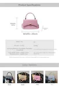 Detailed view of the structured PU leather bag texture with dimensions and gold buckle