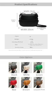Detailed size chart and parameter guide for the minimalist PU leather saddle bag crossbody