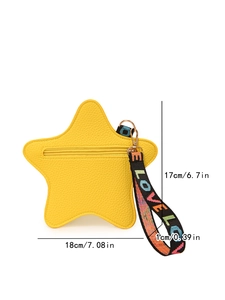 Borsa a tracolla gialla a forma di stella con cinturino LOVE e dettagli dorati