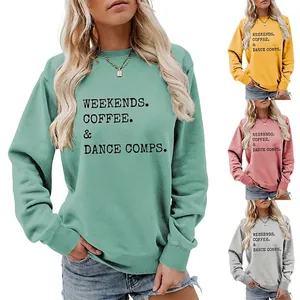 Women Round Neck Long Sleeve Sweatshirt And Denim Shorts Cotton Weekend Slogan Print Casual Streetwear Outfit
