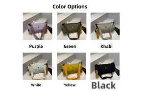 Sacs bandoulière cylindriques en six couleurs avec ruban jaune décoratif détaillé
