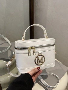Borsa a Mano Minimalista in Pelle PU per Donna Fibbia con Lettera in Metallo Piccola Borsa a Tracolla di Moda