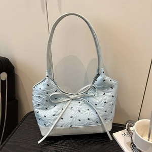 Sac sous le bras Femme avec Nœud Couleur Contrastée Matelassé Polyester Décontracté Chic Sac à Bandoulière Mode Douce