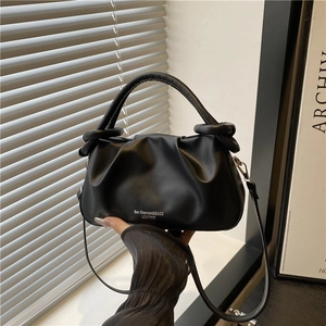 Sac Nuage Plissé pour Femmes en Cuir PU Sac à Bandoulière Froncé Avec Poignée à Nœud Mode Navette Cabas Quotidien