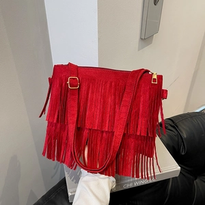 Sac à Épaule Vintage Bohème à Glands pour Femmes Sac Bandoulière en Nylon Tendance Street Style Sac de Soirée Décontracté Cadeau