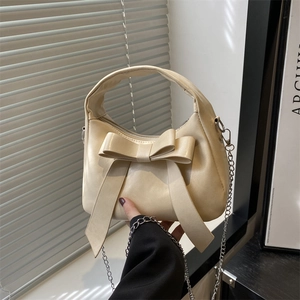 Borsa a Mano Donna con Fiocco alla Moda Elegante Borsa a Tracolla Quadrata con Catena Versatile in Pelle PU per Appuntamenti