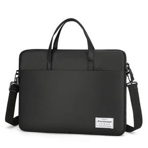 Professional Waterproof Laptop Bag Slim Business Briefcase Handbag With Trolley Strap Multi-Compartment Commuter Carrying Case