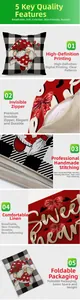 Close-up of linen fabric texture and invisible zipper on the Valentine gnome pillowcase
