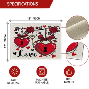 Set de table lin Saint Valentin 45x30 cm avec motif cœur et détails de texture durable