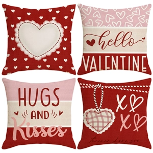 Valentinstag Herz Liebe Brief Druck Polyester Kissenbezug Für Sofa Haus Dekorativer Kissenbezug Mit Verstecktem Reißverschluss Quadrat