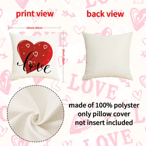 Fodera per cuscino cuore in simil lino decoro San Valentino stampa LOVE 45x45cm