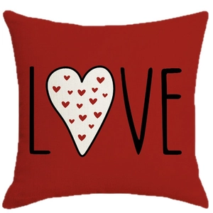 Fodera per cuscino in lino rosso LOVE con cuore per decorazione di San Valentino