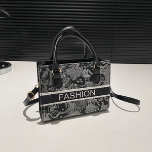 Sac Fourre-tout Mode pour Femmes en Cuir PU Imprimé Floral avec Bandoulière Réglable Sac à Main pour le Quotidien