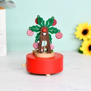 Boîte à musique grande roue en bois artisanal pour cadeaux de fête et décoration