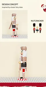 Close-up of 36cm wooden gingerbread nutcracker with colorful hand-painted festive details