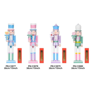 Set van vier 38cm Macaron notenkraker soldaten houten ornamenten met decoratieve geschenkdozen