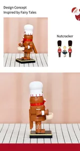 Detailed side and back view of a 16cm gingerbread man chef wooden nutcracker figurine