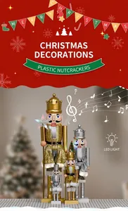 Détail de casse-noisettes pailletés or et argent avec éclairage LED festif