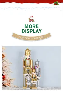 Détail de casse-noisettes scintillants or et argent avec sceptre étoilé pour Noël décoratif
