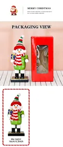 Detailed 16cm snowman nutcracker figurine in red window gift box with festive packaging