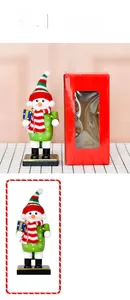 Detailed 16cm snowman nutcracker figurine in red window gift box with festive packaging