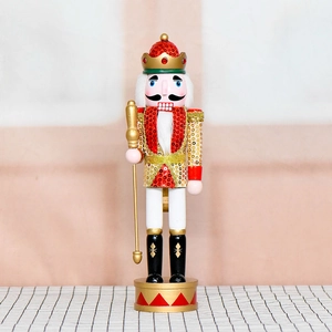 Schiaccianoci Soldato Re Ornamento Legno Paillettes Decorazione Natalizia Statuetta Festiva Tradizionale Con Corona E Scettro