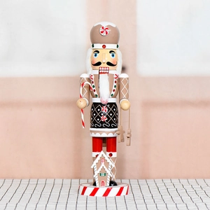 Christmas Nutcracker Wooden Ornament Gingerbread Man Theme Painted Desktop Festive Decoration Holiday Party Gift