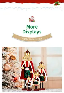 Detail of four-piece nutcracker teddy bear set with festive lighting and royal capes