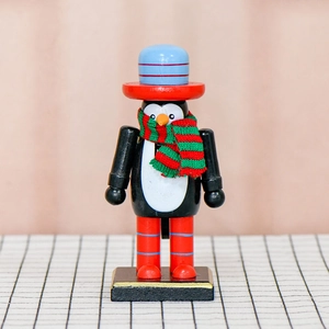 16cm Christmas Wooden Nutcracker Ornament Festive Penguin Santa Gingerbread Snowman Puppet For Holiday Home Decoration Xmas Gift