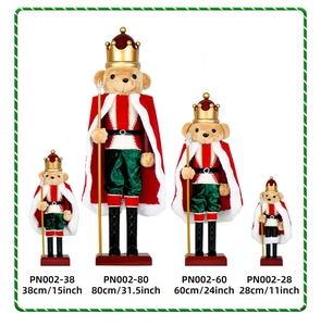 Size comparison of four nutcracker bear figurines ranging from 28cm to 80cm tall