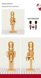 Detailed macro view of 25cm solid gold nutcracker figurine with drum and square base