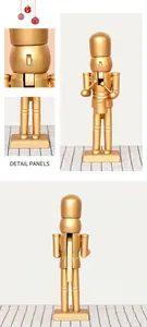 Detail view of the lever mechanism and back structure of a 25cm gold nutcracker soldier