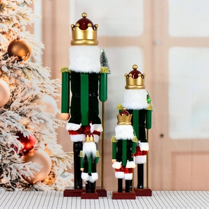 Lot de 4 soldats casse-noisettes de Noël rouges et verts avec éclairage LED festif