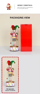 Macro shot of 32cm nutcracker clown music box details and red gift packaging box