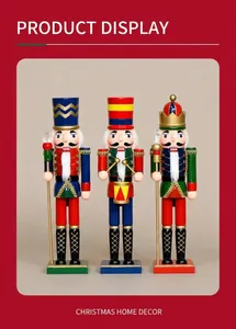 Three-piece set of wooden Nutcracker soldier ornaments for Christmas home decoration
