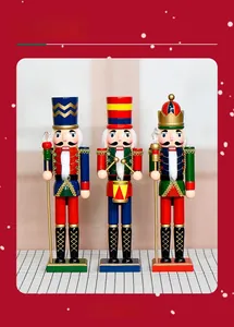 Three-piece set of wooden Nutcracker soldier ornaments for Christmas home decoration