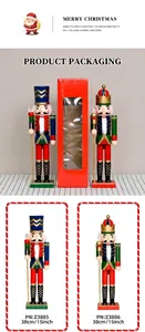 38cm wooden nutcracker soldiers in classic red, blue and green with a red gift box