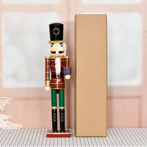 60CM Plaid Nutcracker Soldier with red base and gift box including packaging