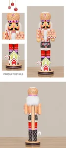 Detailed views of gingerbread nutcracker with candy house and tray decorations