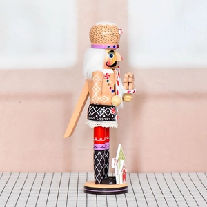 35cm gingerbread man nutcracker wooden ornament with lace skirt and pastry hat