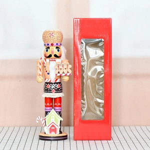 35cm Nutcracker soldier with gingerbread tray and gift box for Christmas home decor