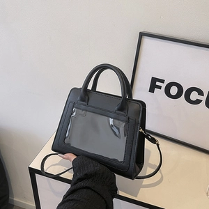 Sac ita noir minimaliste avec fenêtre transparente et bandoulière réglable pour le quotidien